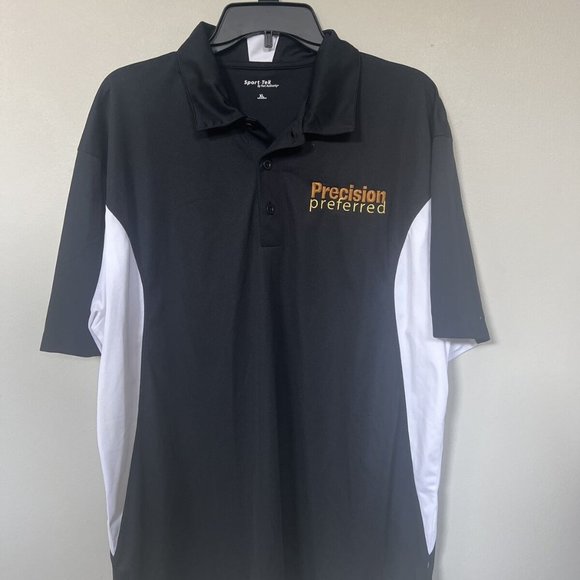 SPORT TEK BY PORT AUTHORITY MEN'S POLO BLACK/WHITE SHORT SLEEVE SIZE EXTRA LARGE - Picture 1 of 10